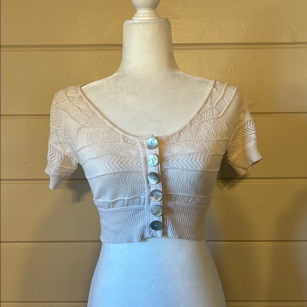 Free People Crochet Knit Cropped Bolero Sweater – Size Medium